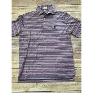 Peter Millar Men's Crown Ease Pink Striped The Plantation Course Golf Polo small